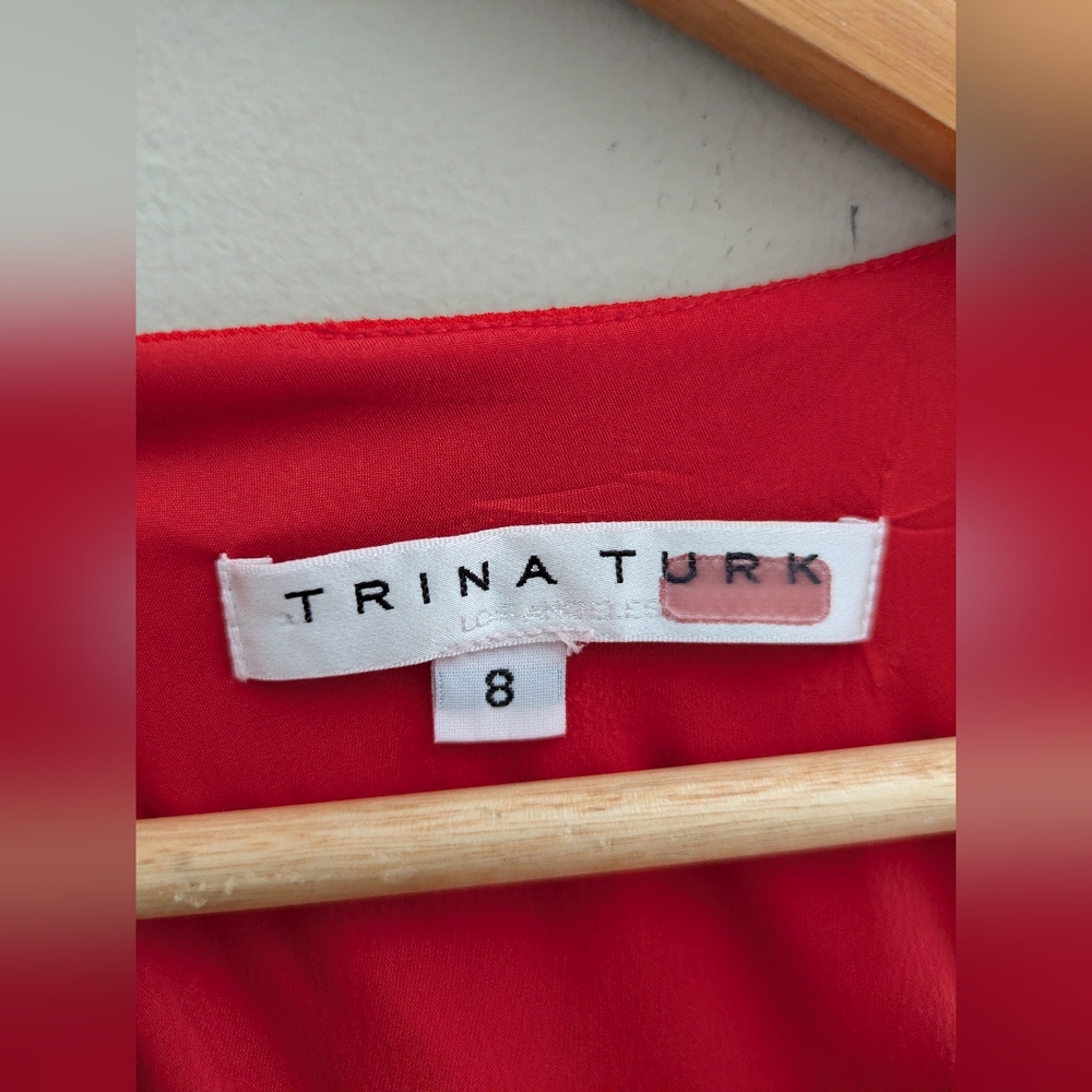 Trina Turk Hedy Red Jumpsuit Size 8 - Picture 6 of 6